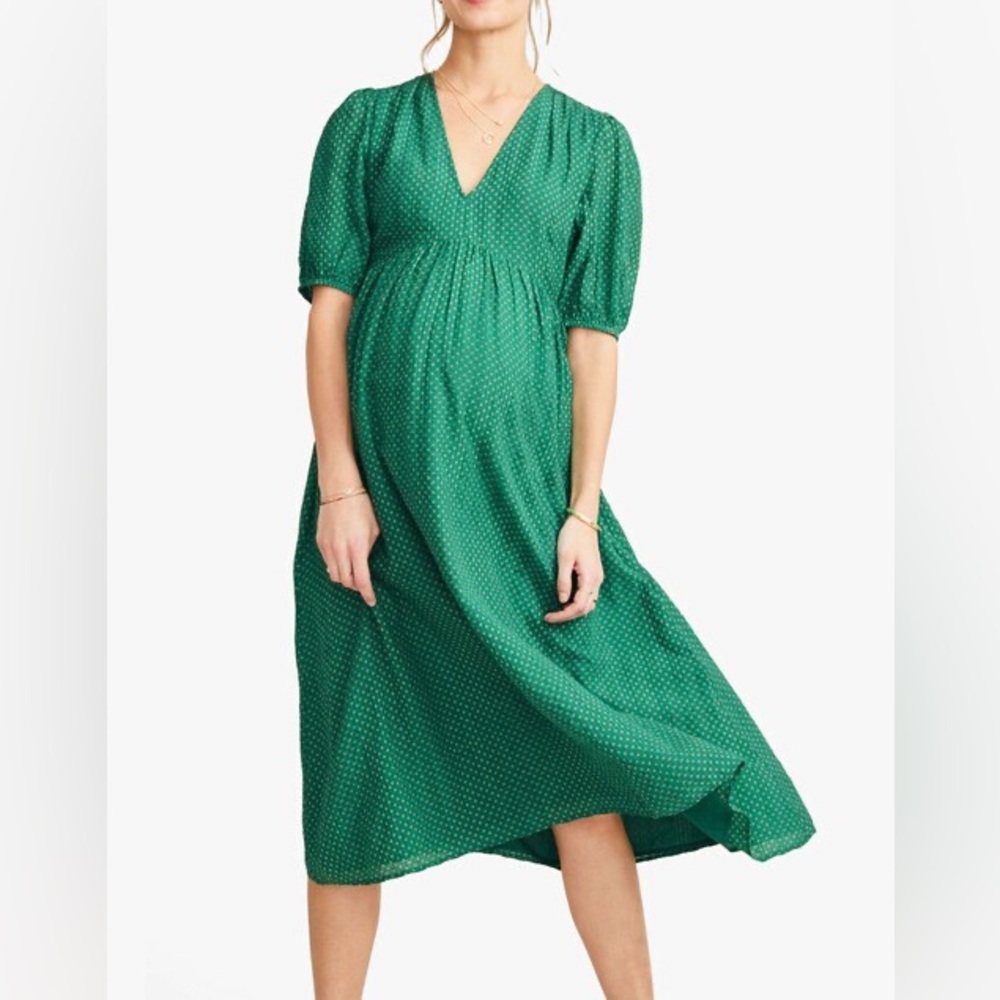 Hatch Melanie Maternity Dress size 2, jade polka dot